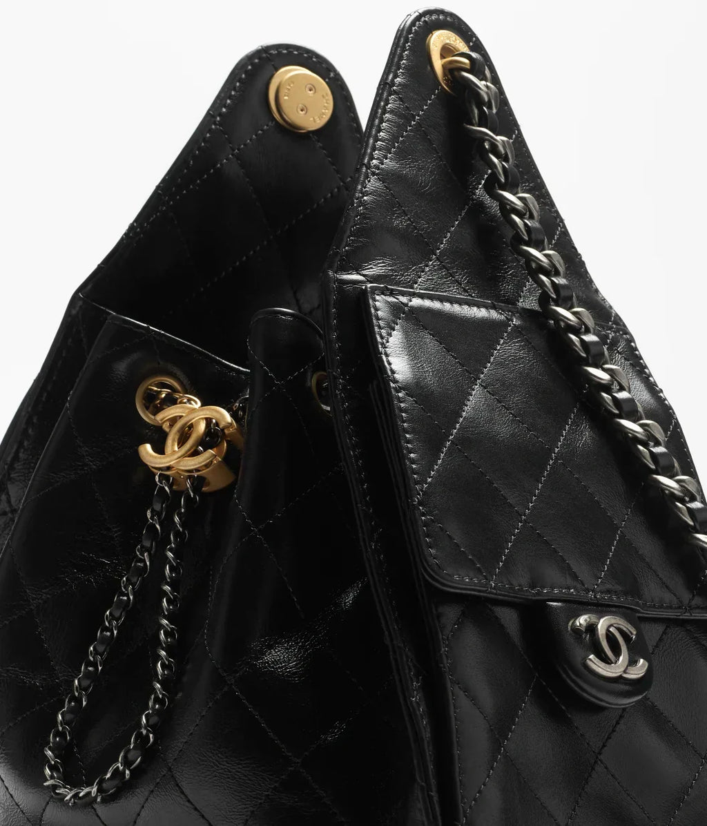 Chanel Mini 25 Quilted Leather Handle Shoulder Bag with Chain Strap (20 x 22 x 12.5) cm